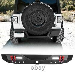 Rear Bumper For 2018-2023 Jeep Wrangler JL JLU With LED Lights+ D Ring Shackles