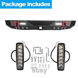 Rear Bumper For 2018-2023 Jeep Wrangler JL JLU With LED Lights+ D Ring Shackles