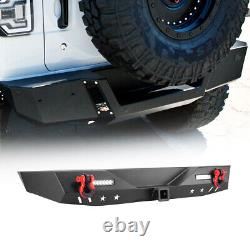 Rear Bumper For 2018-2023 Jeep Wrangler JL JLU With LED Lights+ D Ring Shackles