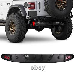 Rear Bumper For 2018-2023 Jeep Wrangler JL JLU With LED lights Powder Coated Steel