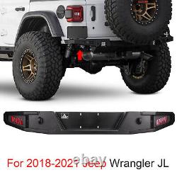 Rear Bumper For 2018-2023 Jeep Wrangler JL Powder Coated Steel withLED Brake Light