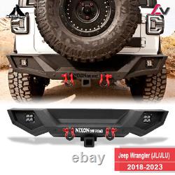 Rear Bumper For 2018-2024 Jeep Wrangler JL JLU Powder Coated Steel withLED Light