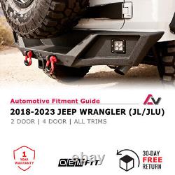 Rear Bumper For 2018-2024 Jeep Wrangler JL JLU Powder Coated Steel withLED Light