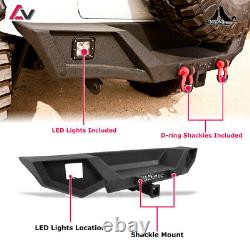 Rear Bumper For 2018-2024 Jeep Wrangler JL JLU Powder Coated Steel withLED Light