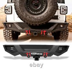 Rear Bumper For 2018-2024 Jeep Wrangler JL JLU Powder Coated Steel withLED Light