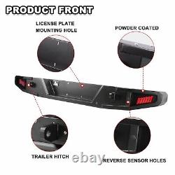 Rear Bumper For 2018-2024 Jeep Wrangler JL JLU withLED rBrake Lights Black Steel