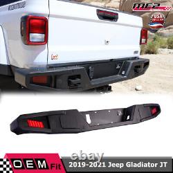 Rear Bumper For 2019-2022 Jeep Gladiator JT withLED Turn Signal Lights Black Steel