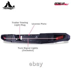 Rear Bumper For 2019-2022 Jeep Gladiator JT withLED Turn Signal Lights Black Steel