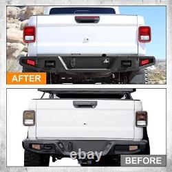 Rear Bumper For 2019-2022 Jeep Gladiator JT withLED Turn Signal Lights Black Steel