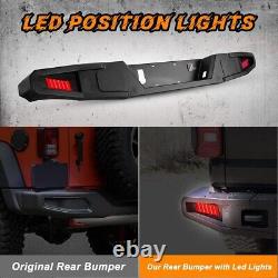 Rear Bumper For 2019-2022 Jeep Gladiator JT withLED Turn Signal Lights Black Steel