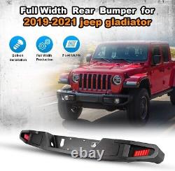 Rear Bumper For 2019-2022 Jeep Gladiator JT withLED Turn Signal Lights Black Steel