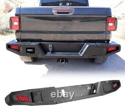 Rear Bumper For 2019-2022 Jeep Gladiator JT withLED Turn Signal Lights Black Steel