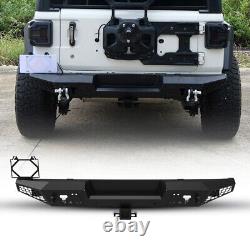 Rear Bumper For Jeep Wrangler 2007-2018 JK 18-22 JL JLU Textured Steel withShackle