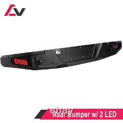 Rear Bumper With 2 Receivers & LED Lights For 2007-2018 Jeep Wrangler JK Steel