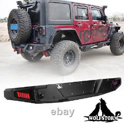 Rear Bumper for 07-2018 Jeep Wrangler JK with LED Brake Lights Powder Coated Steel