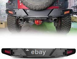 Rear Bumper for 2007 2008-2017 2018 Jeep Wrangler JK withLED Lights D-ring Bracket