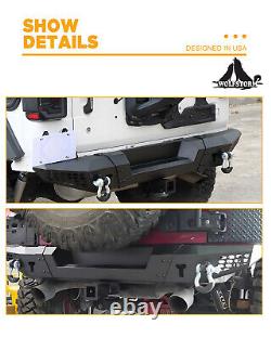 Rear Bumper for 2007-2018 Jeep Wrangler JK JKU 2&4Door with D-Rings & 2 Receiver