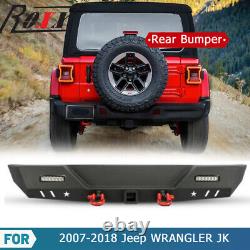 Rear Bumper for 2007-2018 Jeep Wrangler JK JKU with LED Light & D-Ring Steel NEW