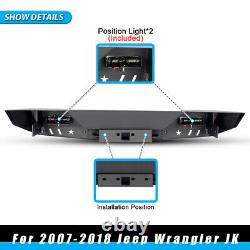 Rear Bumper for 2007-2018 Jeep Wrangler JK JKU with LED Light & D-Ring Steel NEW