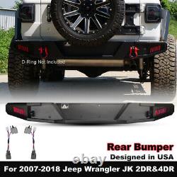 Rear Bumper for 2007-2018 Jeep Wrangler JK JKU with LED Lights Coated Steel