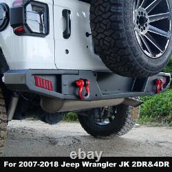 Rear Bumper for 2007-2018 Jeep Wrangler JK JKU with LED Lights Coated Steel