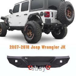 Rear Bumper for 2008-2017 Jeep Wrangler JK JKU with D-Ring Shackle/ LED Lights