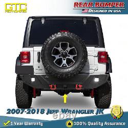 Rear Bumper for 2008-2017 Jeep Wrangler JK JKU with D-Ring Shackle/ LED Lights