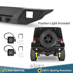 Rear Bumper for 2008-2017 Jeep Wrangler JK JKU with D-Ring Shackle/ LED Lights