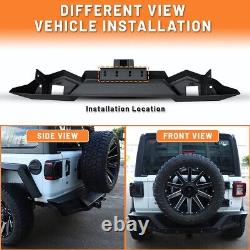 Rear Bumper for 2008-2017 Jeep Wrangler JK JKU with D-Ring Shackle/ LED Lights