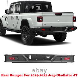 Rear Bumper with Brake Light For 19-22 Jeep Gladiator JT Black Powder Coated Steel