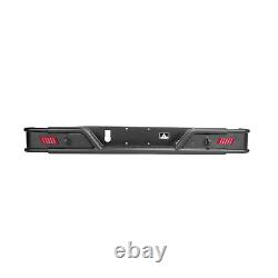 Rear Bumper with Brake Light For 19-22 Jeep Gladiator JT Black Powder Coated Steel