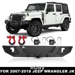 Rear Bumper with LED Brake Lights for 2007-2018 Jeep Wrangler JK Powder Coated