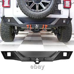 Rear Bumper with LED Light D-Ring for 2018-2024 Jeep Wrangler JL JLU Shackle Steel