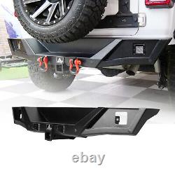 Rear Bumper with LED Light D-Ring for 2018-2024 Jeep Wrangler JL JLU Shackle Steel