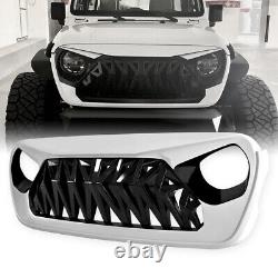 Shark Style Front Bumper Grill Grille Black&White For 18-22 Jeep Wrangler JL JT