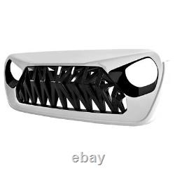 Shark Style Front Bumper Grill Grille Black&White For 18-22 Jeep Wrangler JL JT