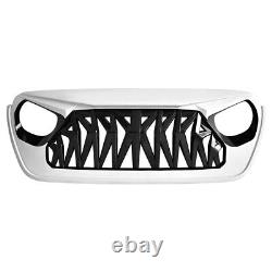 Shark Style Front Bumper Grill Grille Black&White For 18-22 Jeep Wrangler JL JT