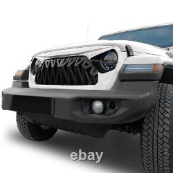 Shark Style Front Bumper Grill Grille Black&White For 18-22 Jeep Wrangler JL JT