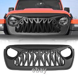 Shark Style Grille Front Bumper Grill For 18-22 Jeep Wrangler JL JT Matte black