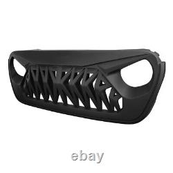 Shark Style Grille Front Bumper Grill For 18-22 Jeep Wrangler JL JT Matte black