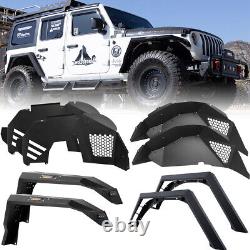 Steel Fender Flares/Inner Fender Liners Kit For 2018-2024 Jeep Wrangler JL JLU