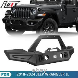 Steel Front Bumper for 2018-2024 Jeep Wrangler JL JLU Gladiator JT with2D-Rings