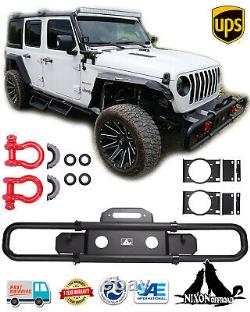 Steel Full Width Front Bumper For 2018-2024 Jeep Wrangler JL JLU with2D-Rings