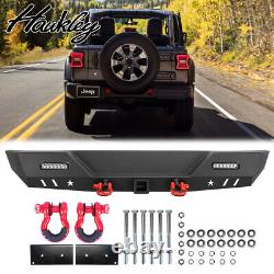 Steel Rear Bumper For 2007-2018 Jeep Wrangler JK JKU with LED Light & D-Ring Parts