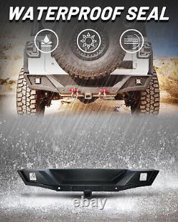 Steel Rear Bumper For 2018-2023 Jeep Wrangler JL JLU+LED Light+D-Rings Shackle