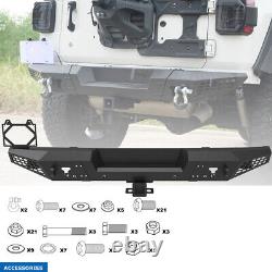 Steel Rear Bumper For 2018-2023 Jeep Wrangler JL Unlimited withD-Rings +2Hitch US