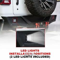 Steel Rear Bumper For 2018-2024 Jeep Wrangler JL JLN with2LED Lights+2D-Rings