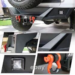 Steel Rear Bumper For 2018-2024 Jeep Wrangler JL JLN with2LED Lights+2D-Rings