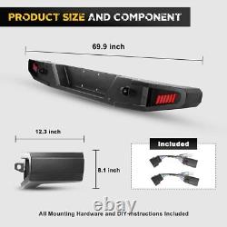 Steel Rear Bumper for 2018-2023 Jeep Wrangler JL JLU Heavy Duty LED Brake Lights