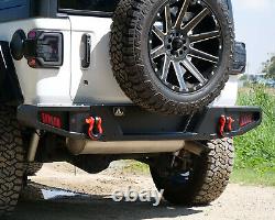 Steel Rear Bumper for 2018-2023 Jeep Wrangler JL JLU Heavy Duty LED Brake Lights